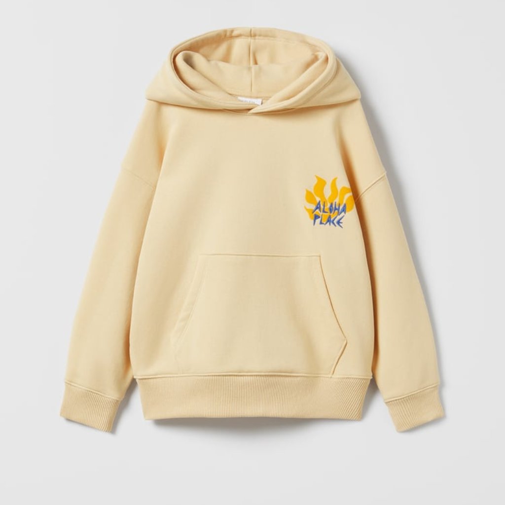 Nwt Zara Embroidered Sweatshirt Beige - Ref 6050/680 Boys 8-9